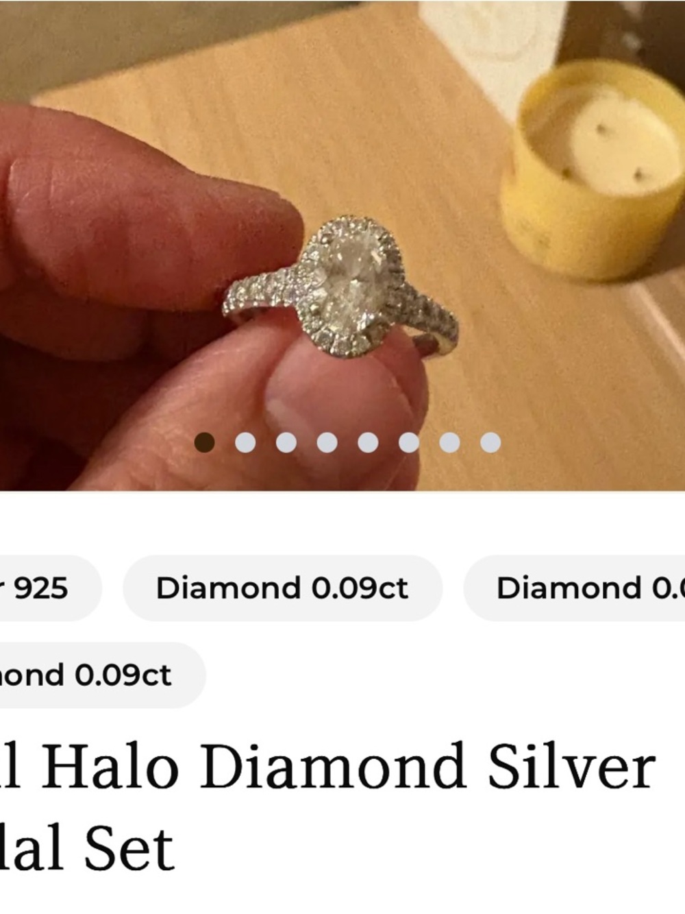 Kay Jewelers Silver Halo Diamond Engagement Ring with Clear Stones Size 7.5